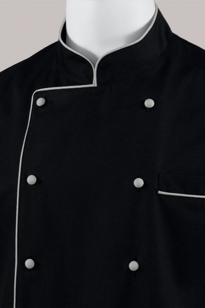 Kochjacke Maxime schwarz - farbig gepaspelt - hellgrau
